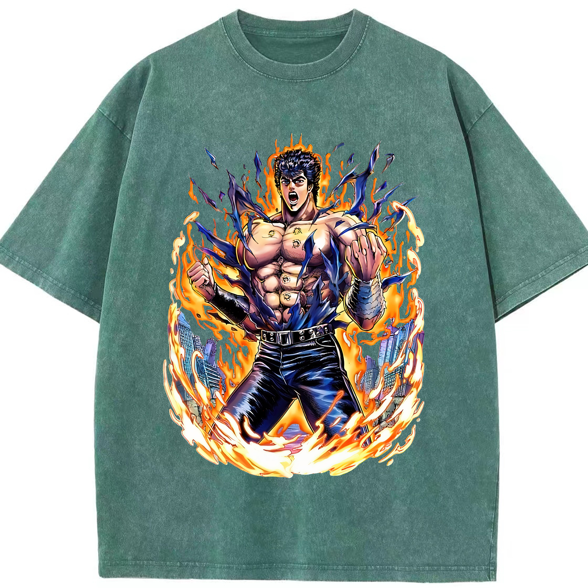 （画像用） 北斗の拳 Fist of the North Star 綿100% ヴィンテージ風 半袖Tシャツ（フロントプリント）